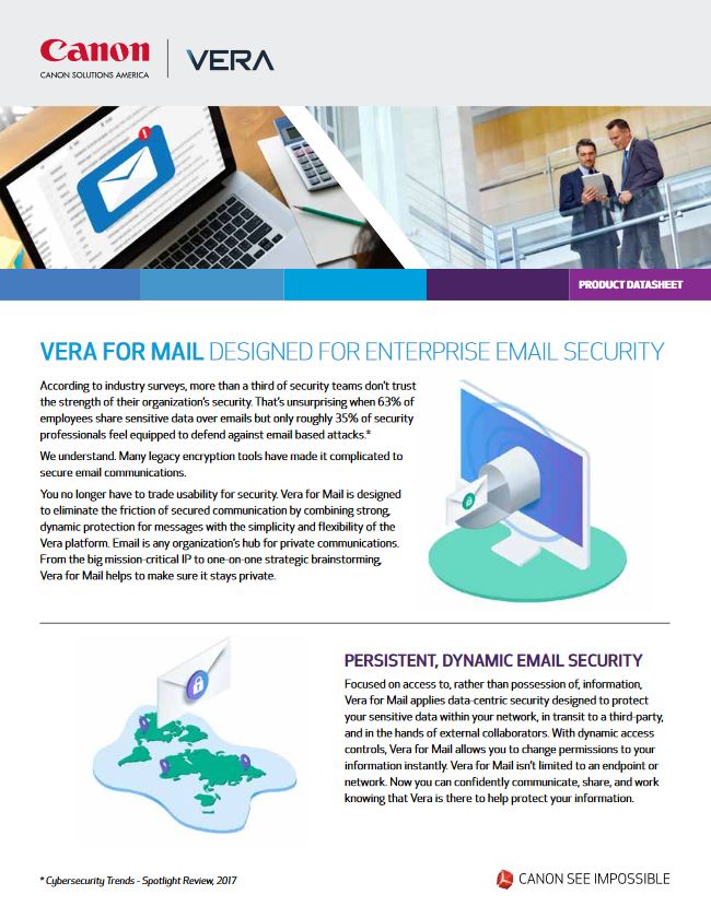 Vera brochure, canon, Tri-County Office Equipment